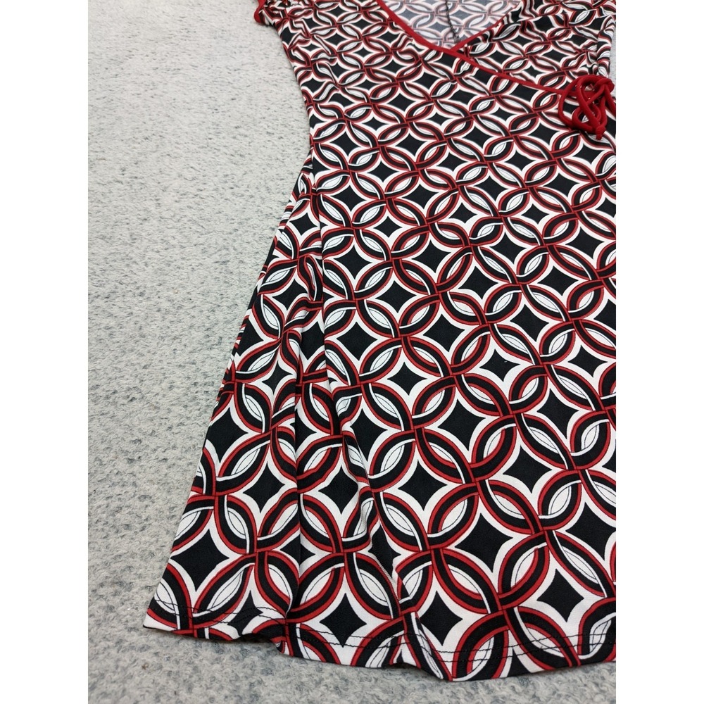 Taboo Vintage Mini Dress Made in USA Small Red Black Geometric‎ Gothic Emo Y2K - Picture 3 of 16